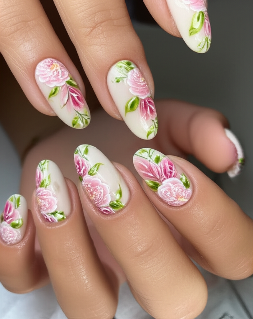 Floral nail art design