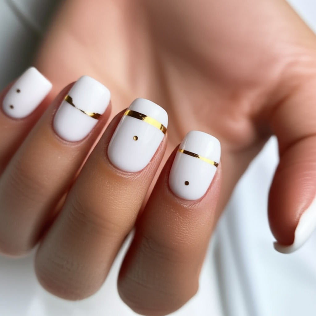 Minimalist gold accent nails