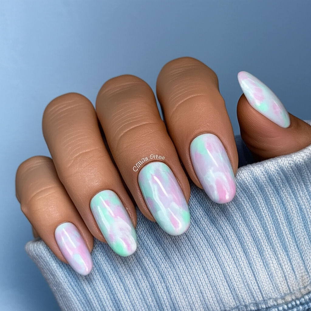 Pastel marble nails